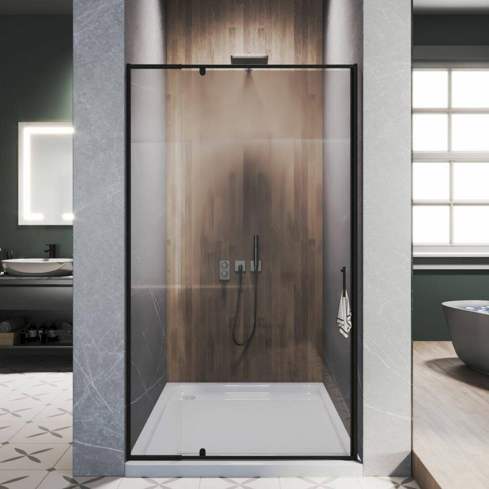 38 to 42 in. W x 71 in. H Framed Pivot Shower Door in Black with Clear Glass price history on PriceWatchPro