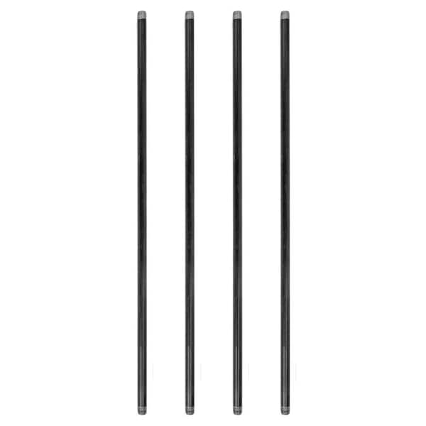 PIPE DECOR 1/2 in. x 36 in. Black Industrial Steel Grey Plumbing Pipe (4-Pack)