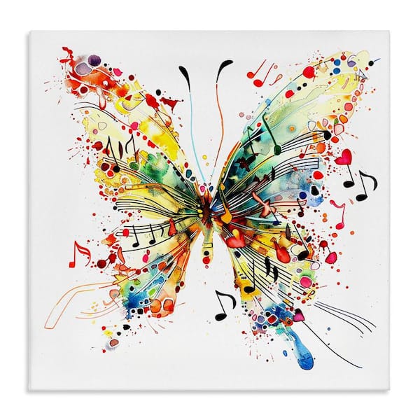 Stupell Industries Musical Song Butterfly by LSR Design Studio Unframed Animal Graphic Art Print 24 in. x 24 in.