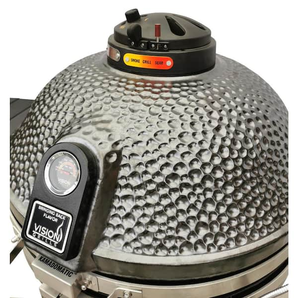 Vision Grills Elite XD702 Maxis 24-in W Metallic Gun Metal Grey Kamado  Charcoal Grill in the Charcoal Grills department at