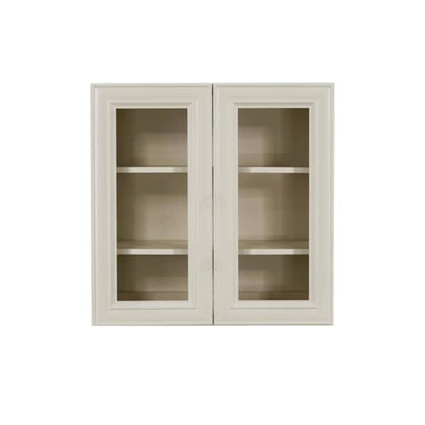 LIFEART CABINETRY Princeton Assembled 27 in. x 30 in. x 12 in. Wall Mullion Door Cabinet with 2-Door 2-Shelves in Off-White