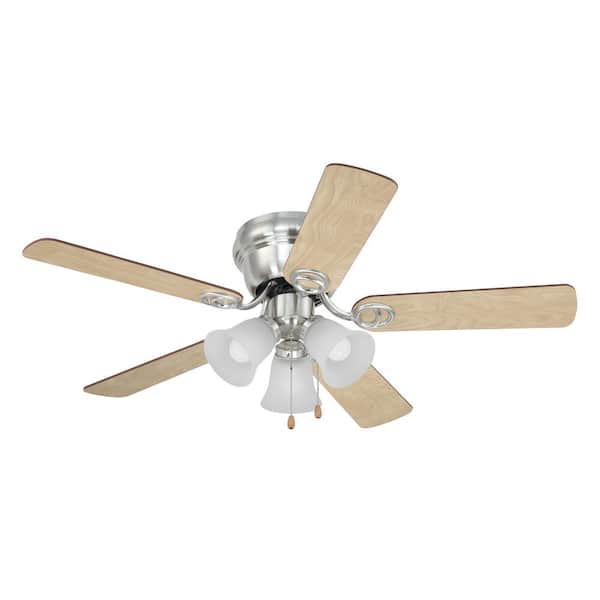 Harbor Breeze Centreville 42-in Brushed Nickel Indoor Flush Mount Ceiling  Fan with Light (5-Blade)