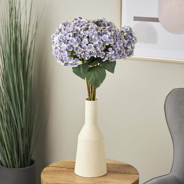 Litton Lane 32 in. Tall Purple Hydrangea Artificial Flower Stem (Set of 8)