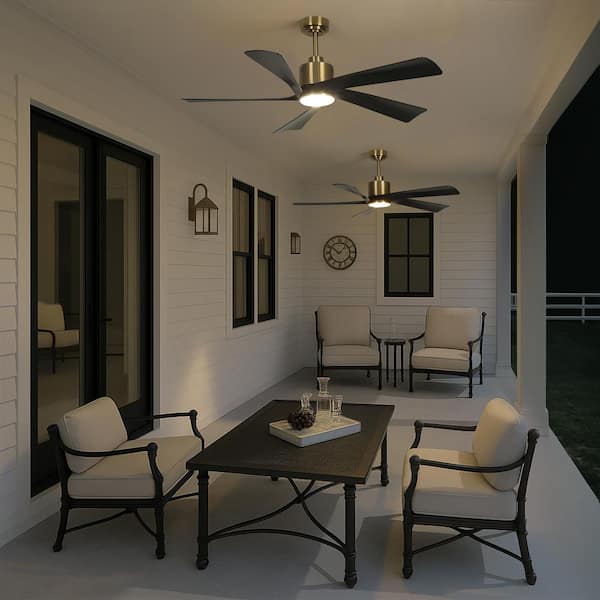 TOZING 52 in. LED Smart Indoor Modern Black Gold 5-ABS