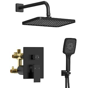 ClassicRain Single Handle 4-Spray Wall Mount 12 in. Tub and Shower Faucet 2.5G PM in Matte Black Valve Included