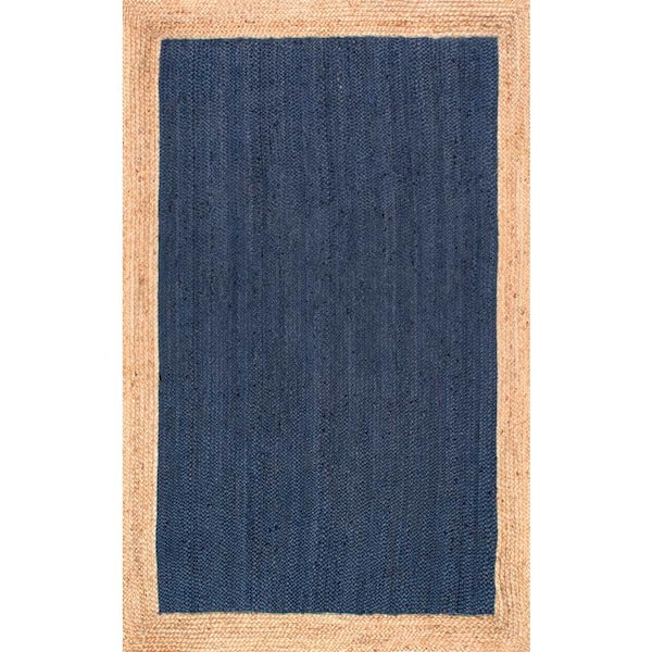 nuLOOM Eleonora Farmhouse Bordered Jute Blue 4 ft. x 6 ft. Area Rug