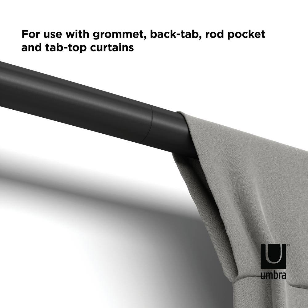 Matte Black Expandable Steel Curtain Rod with Cylindrical Finials