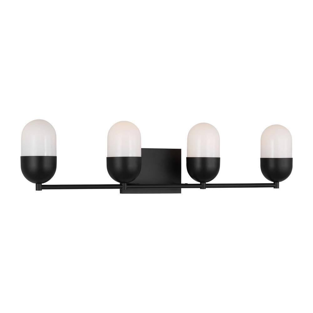 Foster Midnight Black Extra Large Vanity Light with Milk Glass Shades