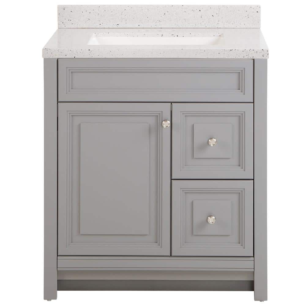 Home Decorators Collection Brinkhill 31 In W X 22 In D Bath Vanity In Sterling Gray With Solid Surface Vanity Top In Silver Ash With White Bh30p2v5 St The Home Depot