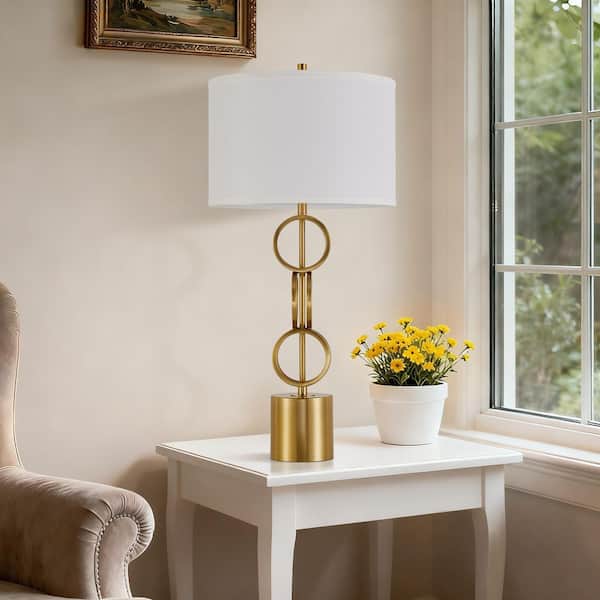NatySwan 32in Modern Gold-Toned Novelty Table Lamp, LED Included