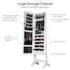 Costway White Mirrored Freestanding Jewelry Armoire Organizer Cabinet with Drawer and Led Lights GHMHSKU00776
