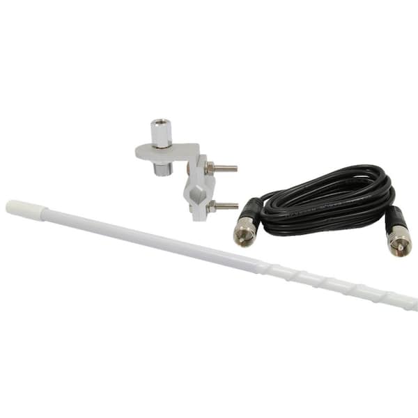 Standard Series Mirror Mount Fiberglass CB Antenna Kit in White, 3 ft.