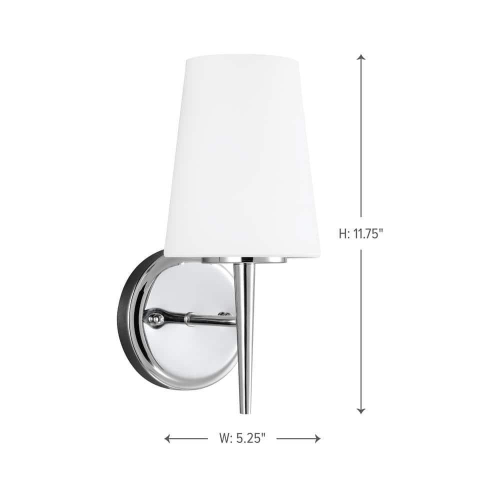 Driscoll Chrome 1-Light Outdoor Sconce with Opal Etched Glass