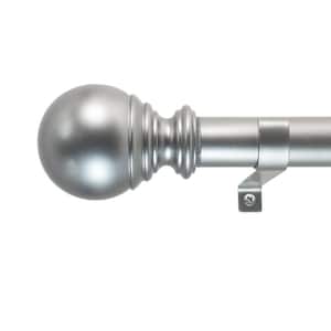 Ball 72 in. - 144 in. Adjustable Curtain Rod 1 in. in Silver with Finial
