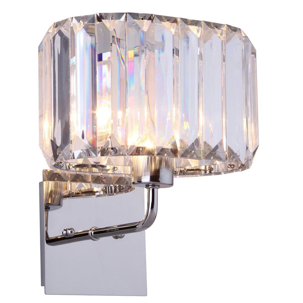 Athena Chrome & Crystal 10" Modern Wall Sconce Set