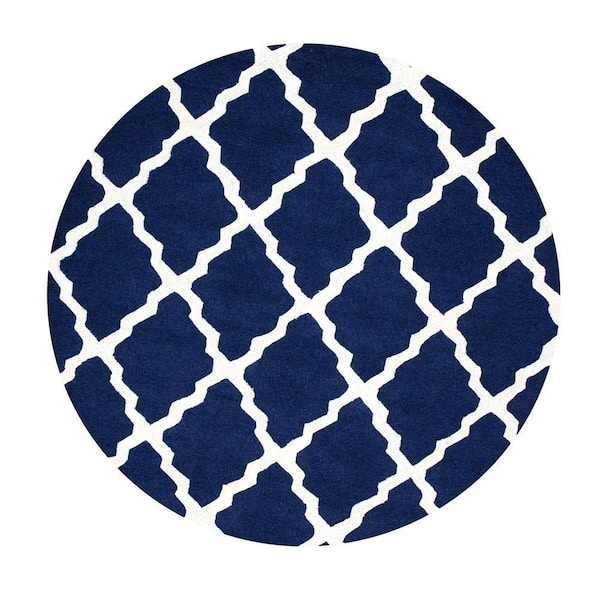 nuLOOM Marrakech Moroccan Trellis Navy 6 ft. Round Rug