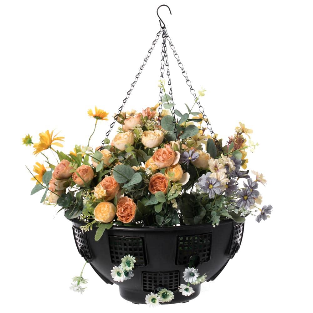Black Durable Plastic Lace Hanging Outdoor Flower Planter