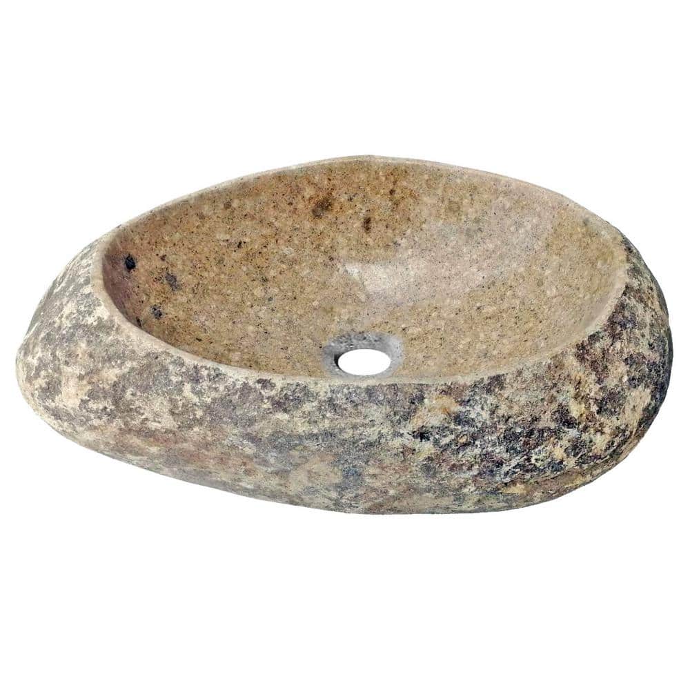 Natural River Rock Stone Bathroom Sink with Polished Interior
