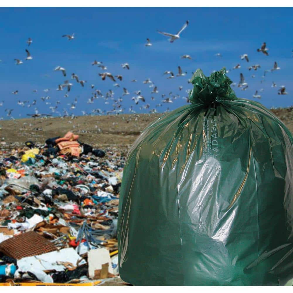 Green 33 Gallon Biodegradable Tearproof Trash Bags