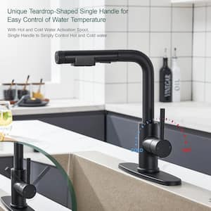 Single Handle Pull Down Sprayer Kitchen Faucet 3 in 1 Stainless Steel Kitchen Sink Faucet 1 Hole Or 3 Hole Matte Black