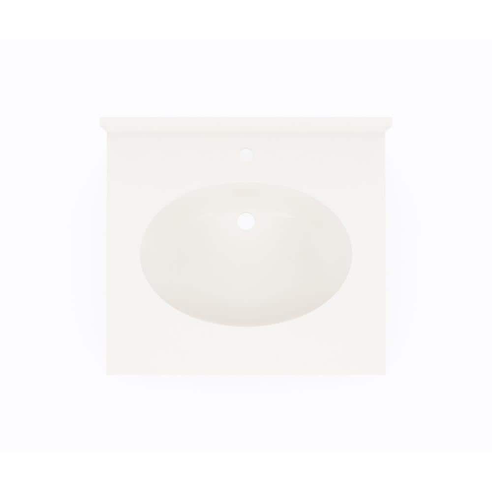 Bisque Engineered Solid Surface 25'' Single Bathroom Vanity Top with Sink