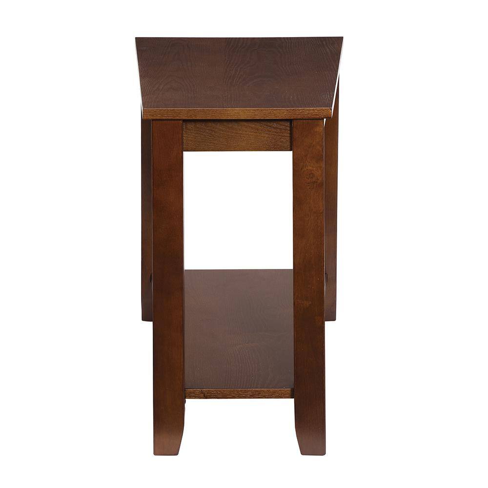 Elwell Wedge Espresso 24" Chairside Table in Transitional Brown Wood