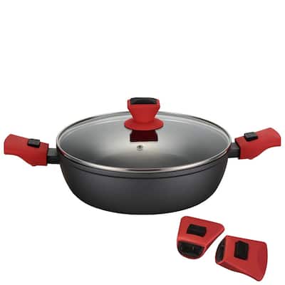 10 in. Round 4.5 Litre Low Casserole Pan and Glass Lid with Detachable Handle