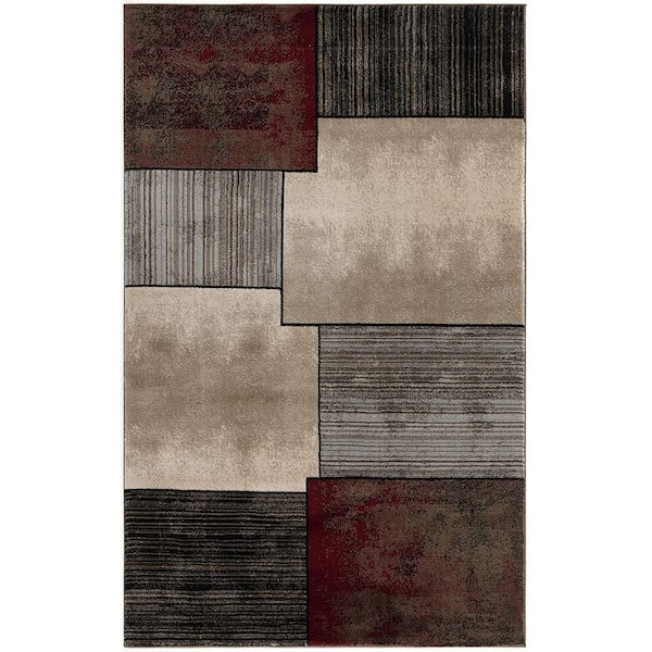 Montage Brown 2 ft. 3 in. x 4 ft. Modern Abstract Doormat Area Rug Entrance  Floor Mat