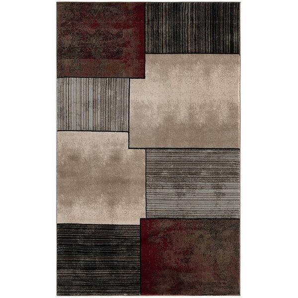 Rug Branch Montage Brown 2 ft. 8 in. x 5 ft. Modern Abstract Area Rug Doormat Entrance Floor Mat