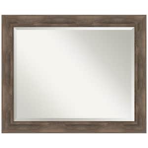 Hardwood Mocha 32.75 in. W x 26.75 in. H Wood Framed Beveled Wall Mirror in Brown