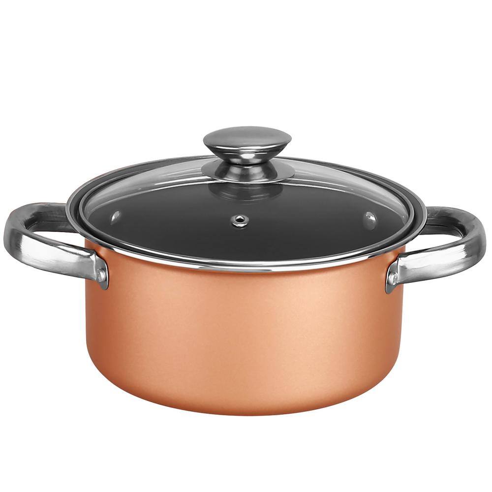 9-Piece Non-Stick Copper Aluminum Cookware Set with Glass Lids