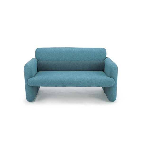 Cozyblock Ross Series 55 In Blue Pattern Linen 2 Seater Loveseat With Adjustable Back Cushions Double Blu The Home Depot Blue Pattern Linen 2 Seater Loveseat, Sofa Cushion Support Home Depot
