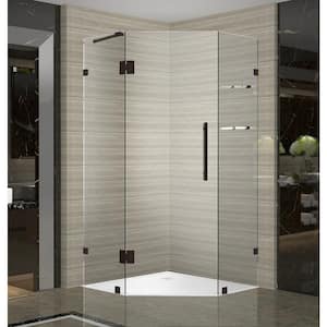 Neoscape GS 36 in. x 36 in. 72 in. Frameless Neo-Angle Hinged Shower Enclosure with Glass Shelves in Bronze