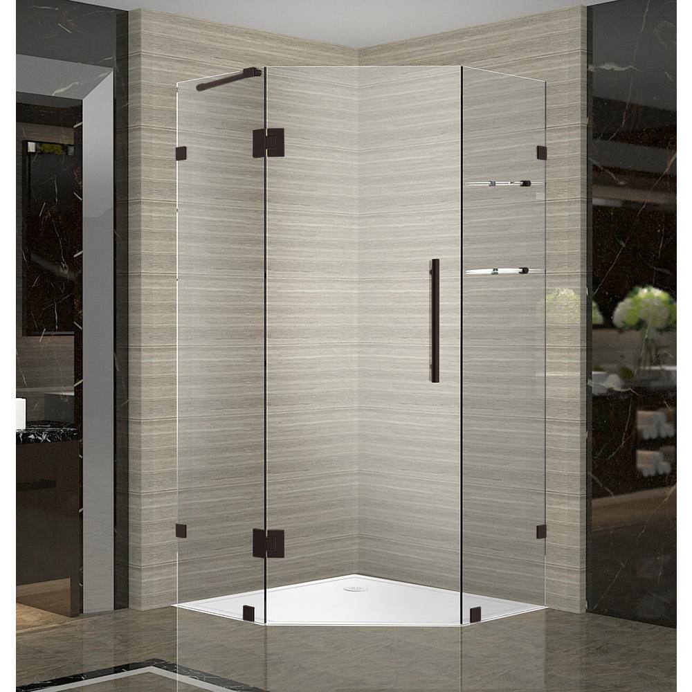 Neoscape GS 40 in. x 40 in. 72 in. Frameless Hinged Neo-Angle Shower Enclosure with Glass Shelves in Bronze price history on PriceWatchPro