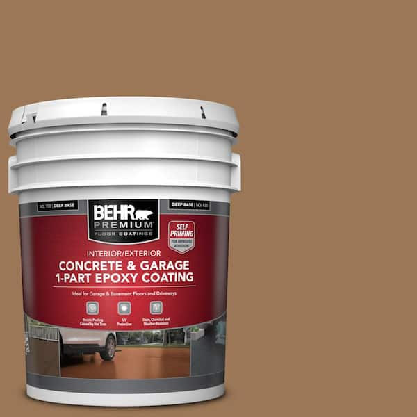 BEHR PREMIUM 5 gal. #PPU4-02 Coco Rum Self-Priming 1-Part Epoxy Satin Interior/Exterior Concrete and Garage Floor Paint