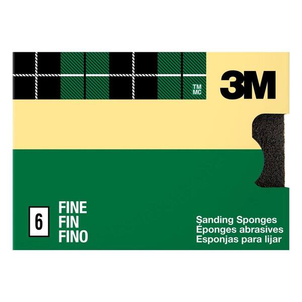 3M 3.75 in. x 2.625 in. x 1 in. 120 Grit Fine Sanding Sponges (6-Pack) (Case of 4)
