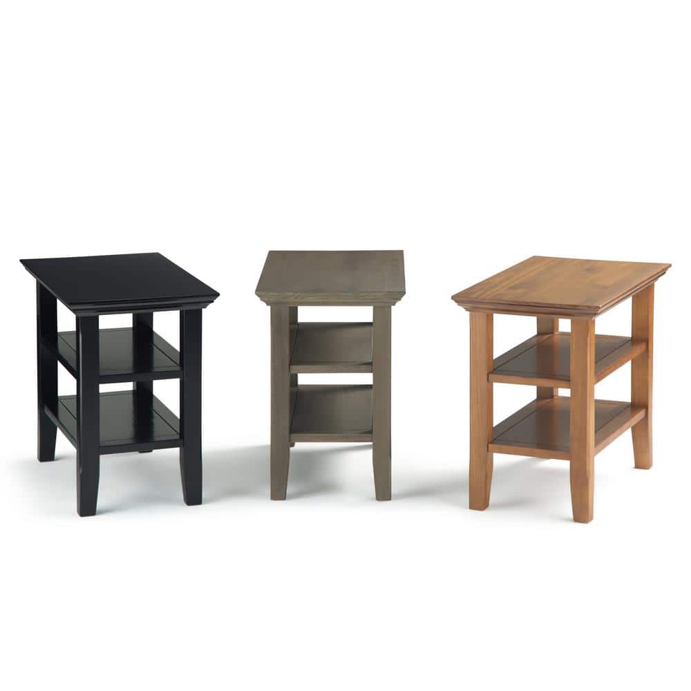 Acadian Solid Wood 14" Black Rectangular Narrow Side Table