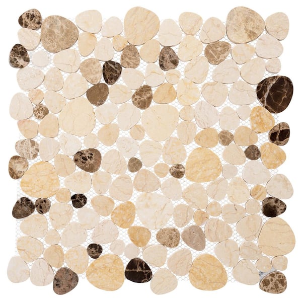 ANDOVA Oasis Gobi Cream/Brown Matte 12-1/4 in. x 12-1/4 in. Unique Shape Smooth Natural Stone Mosaic Tile (5.2 sq. ft./Case)