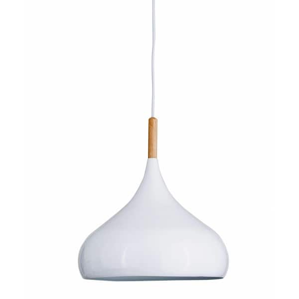 STANFORD LIGHTING Donte 1-Light White Pendant with Metal Shade