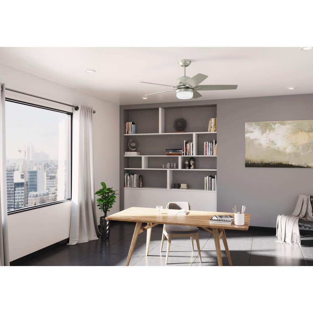 52" Matte Nickel Smart Ceiling Fan with LED Light and Remote