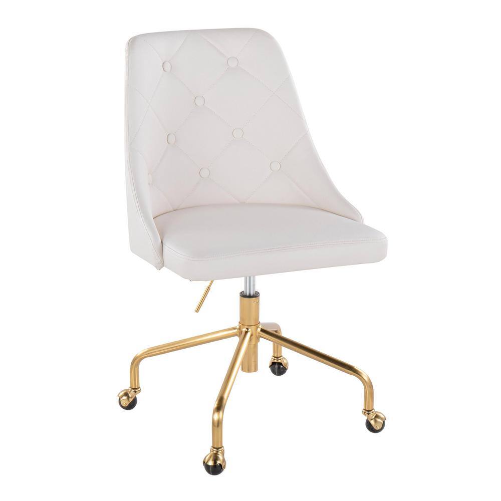 White and gold leather office online chair