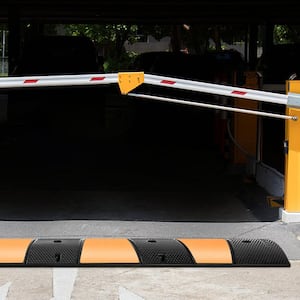 2Pcs 22000 lbs. Load 72.8 in. x 12.2 in. x 2.2 in. Rubber Speed Bump 2 Channel Speed Hump for Garage Driveway Yellow