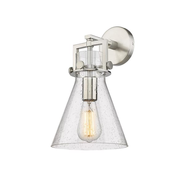 Innovations Newton Cone 1-Light Satin Nickel Wall Sconce with Clear Glass Shade