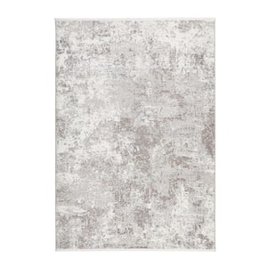 Everyday Rein Abstract Cloud Grey 5 Ft. x 7 Ft. Machine Washable Rug