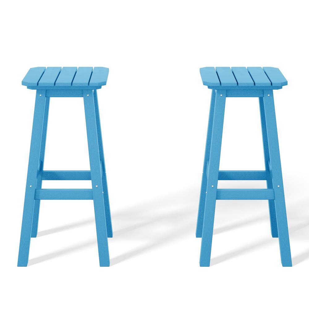 Laguna 29 in. HDPE Plastic All Weather Backless Square Seat Bar Height Outdoor Bar Stool in Pacific Blue, (Set of 2) price history on PriceWatchPro