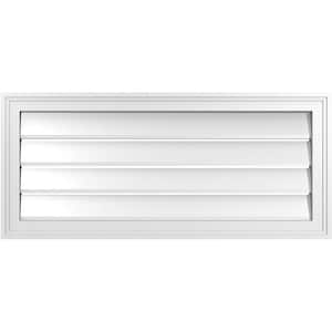 36 in. x 16 in. Vertical Surface Mount PVC Gable Vent: Functional with Brickmould Frame