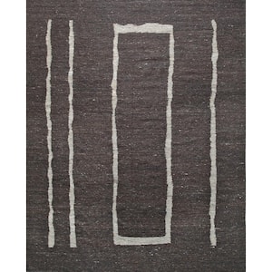 Brown Hand-Woven Wool Contemporary Natural Wool Flat Rug, 10 ft. x 14 ft., Area Rug