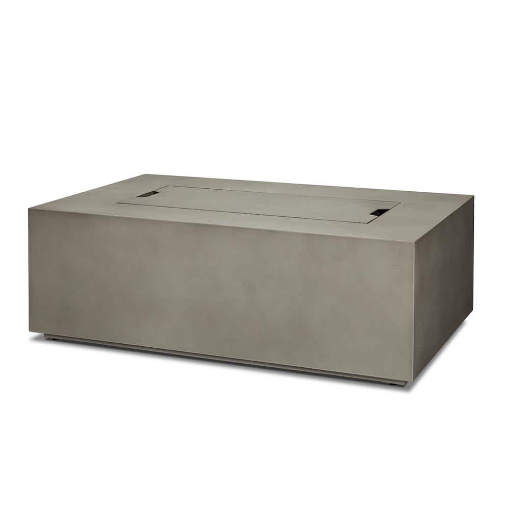 Mist Gray Rectangular Gas Fire Pit Table with Steel Frame