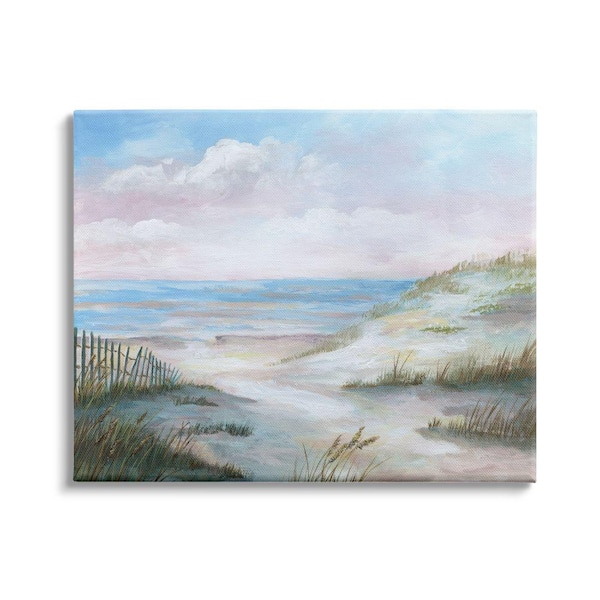 Stupell Industries "Rolling Beach Sand Dunes Soft Pink Beach Sky" by Nan Unframed Print Nature Wall Art 24 in. x 30 in.