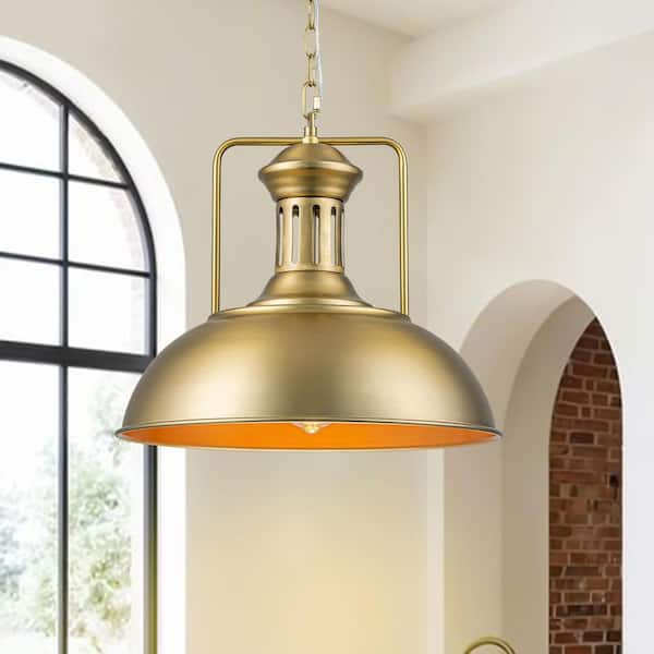 LED Padella pendant lamp ゴールド HUOKU Potlid 1-Light 16.3 in. W Brushed Gold Pendant Light with